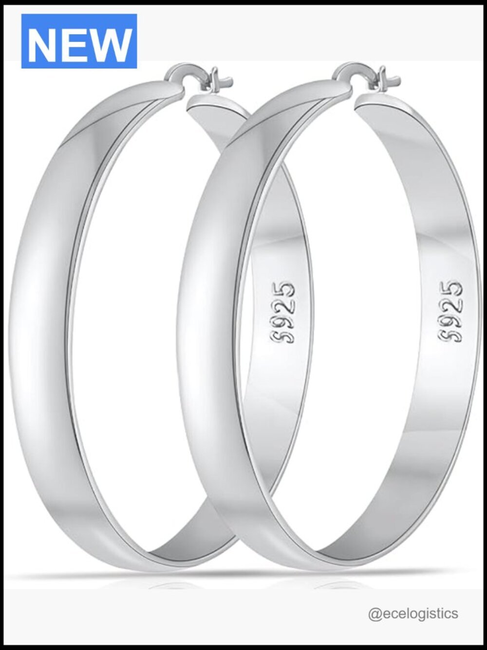 8mm Thick Sterling Silver Hoop Earrings - 20/30/40/50mm Lightweight